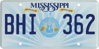 MS license plate BHI362