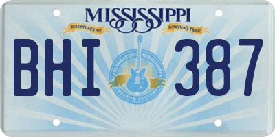 MS license plate BHI387