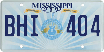 MS license plate BHI404