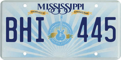 MS license plate BHI445