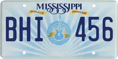 MS license plate BHI456