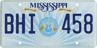 MS license plate BHI458