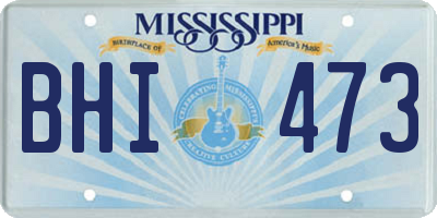 MS license plate BHI473