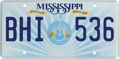MS license plate BHI536