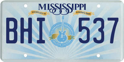 MS license plate BHI537
