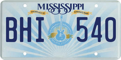 MS license plate BHI540