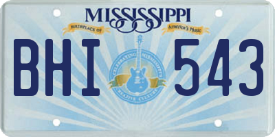 MS license plate BHI543