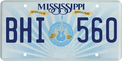 MS license plate BHI560