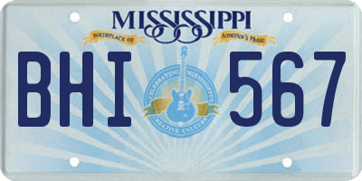 MS license plate BHI567