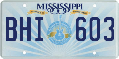 MS license plate BHI603