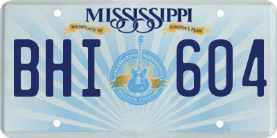 MS license plate BHI604