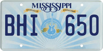 MS license plate BHI650