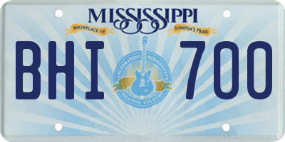 MS license plate BHI700