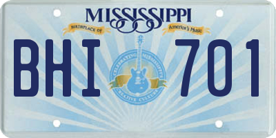 MS license plate BHI701