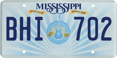 MS license plate BHI702