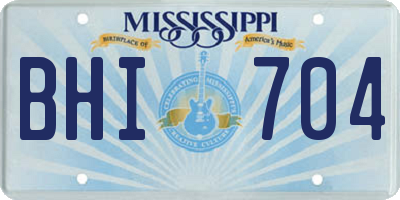 MS license plate BHI704