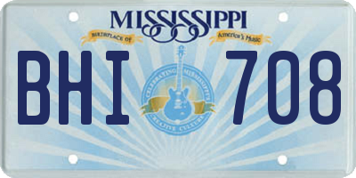 MS license plate BHI708