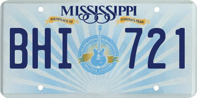 MS license plate BHI721