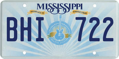 MS license plate BHI722