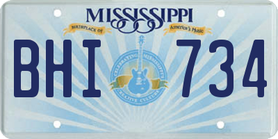 MS license plate BHI734