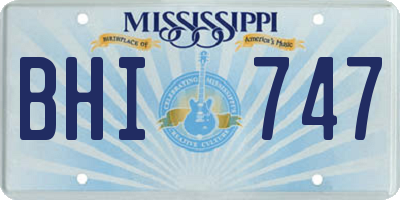 MS license plate BHI747