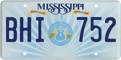 MS license plate BHI752