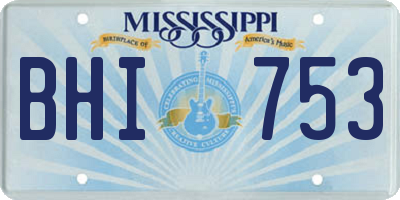 MS license plate BHI753