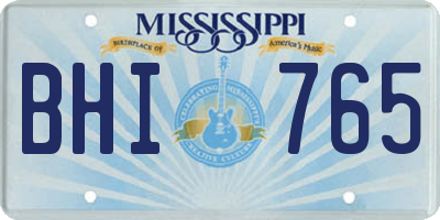 MS license plate BHI765