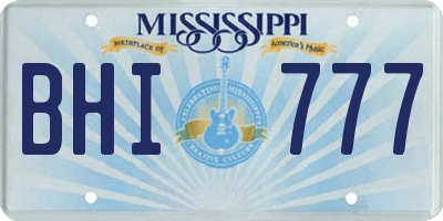 MS license plate BHI777