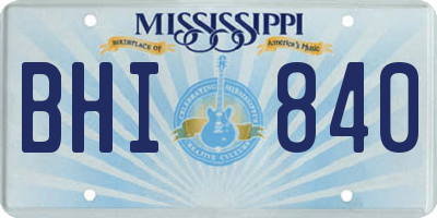 MS license plate BHI840