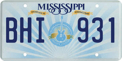MS license plate BHI931