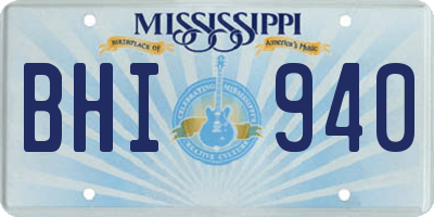 MS license plate BHI940