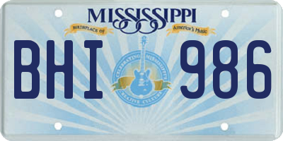 MS license plate BHI986