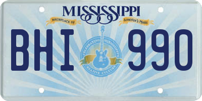 MS license plate BHI990