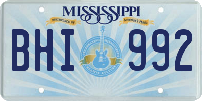 MS license plate BHI992