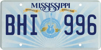 MS license plate BHI996