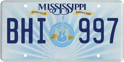 MS license plate BHI997
