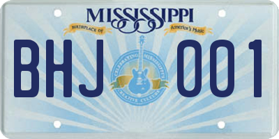 MS license plate BHJ001