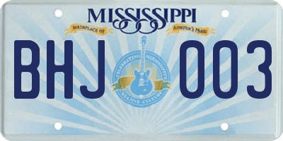 MS license plate BHJ003