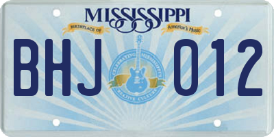 MS license plate BHJ012