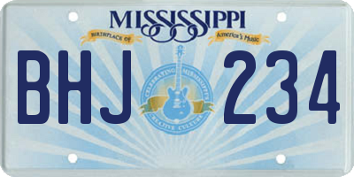 MS license plate BHJ234
