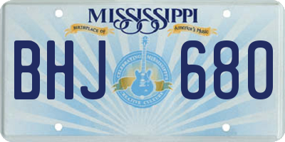 MS license plate BHJ680