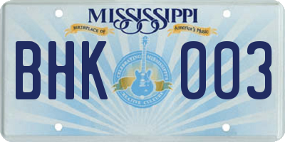 MS license plate BHK003