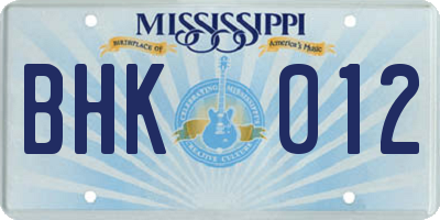MS license plate BHK012