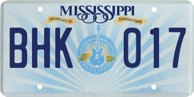 MS license plate BHK017