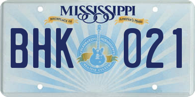 MS license plate BHK021