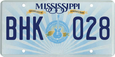 MS license plate BHK028