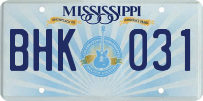 MS license plate BHK031
