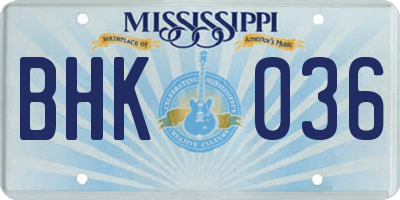 MS license plate BHK036