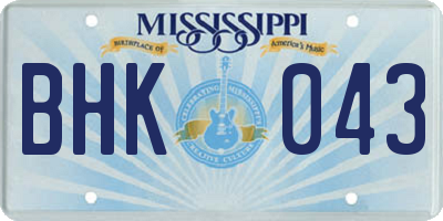 MS license plate BHK043